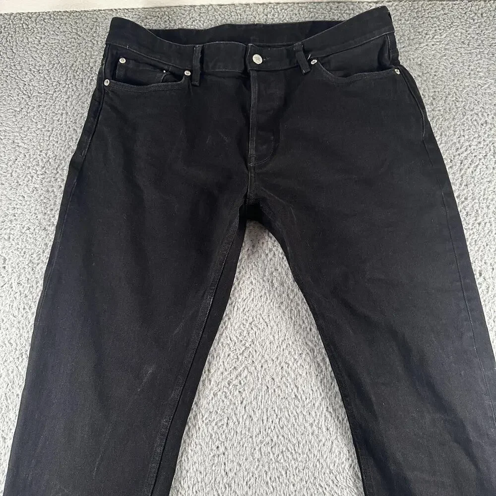 Buck Mason Ford Standard 13oz Jeans Mens 36x34 Black Slim Tapered Button Fly